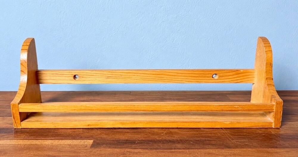 Vintage Narrow Wooden Wall Shelf | Cottage Kitchen Spice Rack (15" Long)